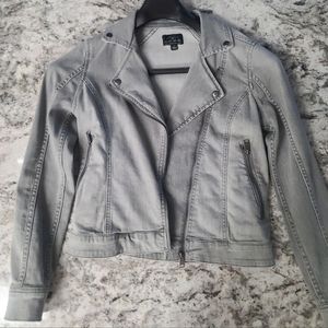 Lucky Brand grey denim moto style jacket